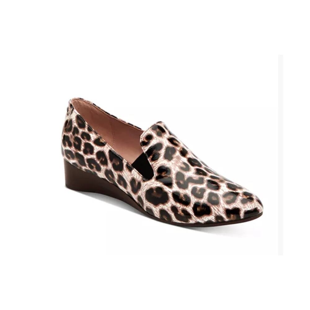 Taryn Rose Wedge Loafers Leopard Print Patent Leather size 8
